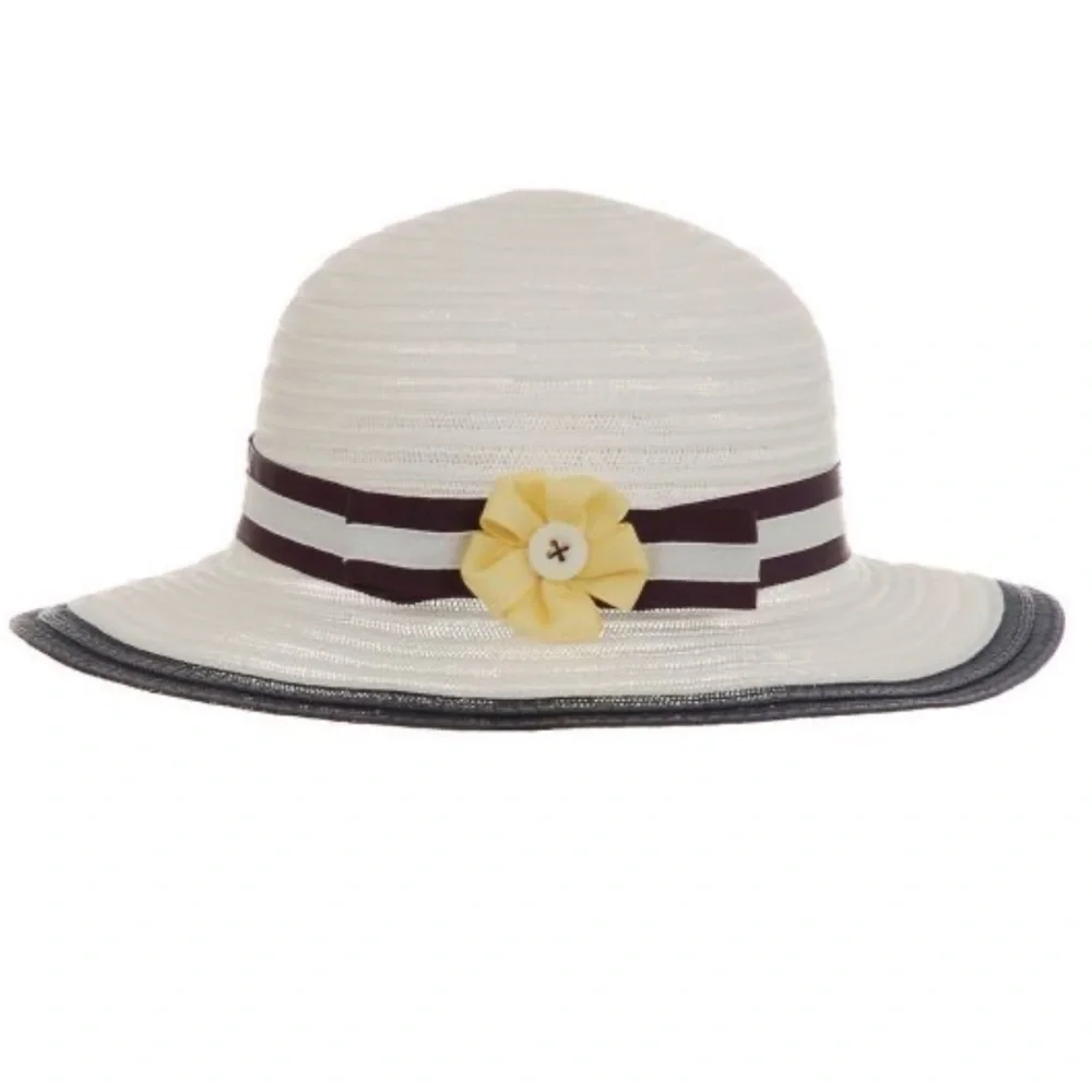 HARTSTRING White & Blue Straw Hat. P/A865/250